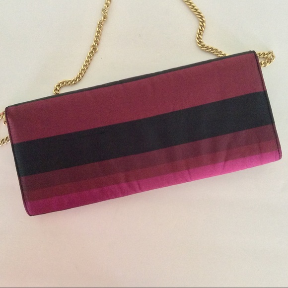 TALBOTS SILK PURPLE AND BLACK SHOULDER BAG CLUTCH NWOT - Picture 2 of 8